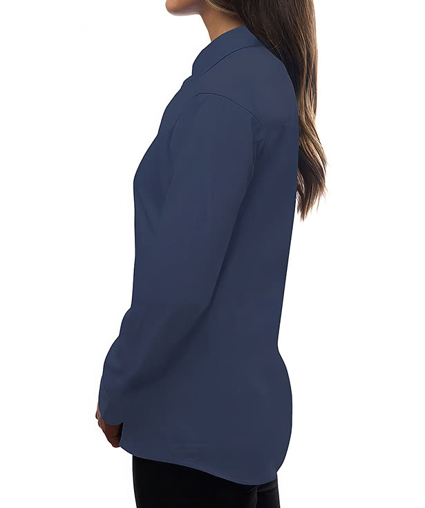 Blue Generation Women's Stretch Poplin 3/4 Sleeve Dress Shirt