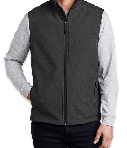 Port Authority Core Fleece Lined Soft Shell Vest - Printed in Black Charcoal Heather