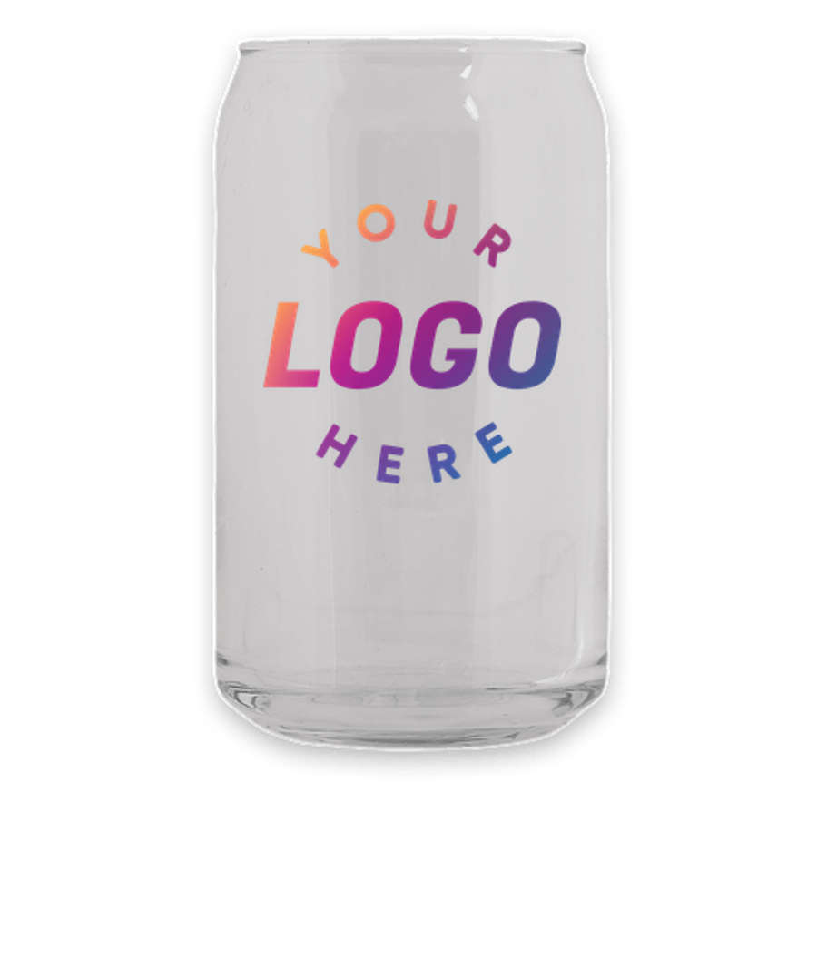 Full Color 16 oz. Soda Can Glass with Straw and Bamboo Lid in Clear
