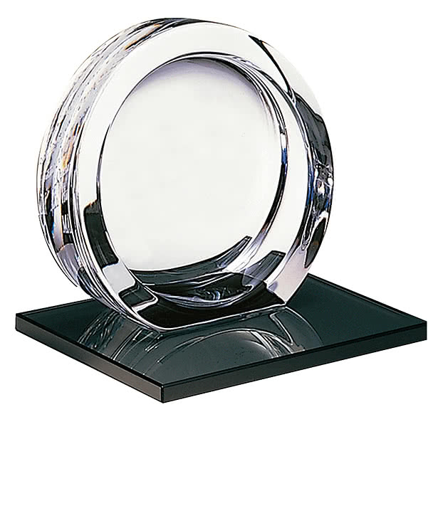 Laser Engraved Mario Cioni Large High Tech Award on Black Glass Base