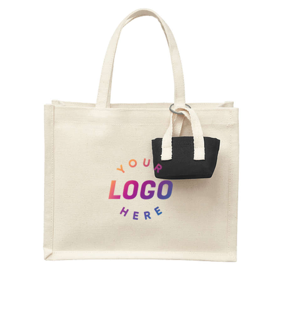 Mini Recycled Cotton Tote Bag with Charm in BLACK
