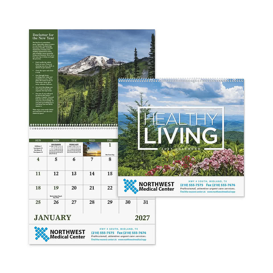 Healthy Living Spiral Monthly Calendar