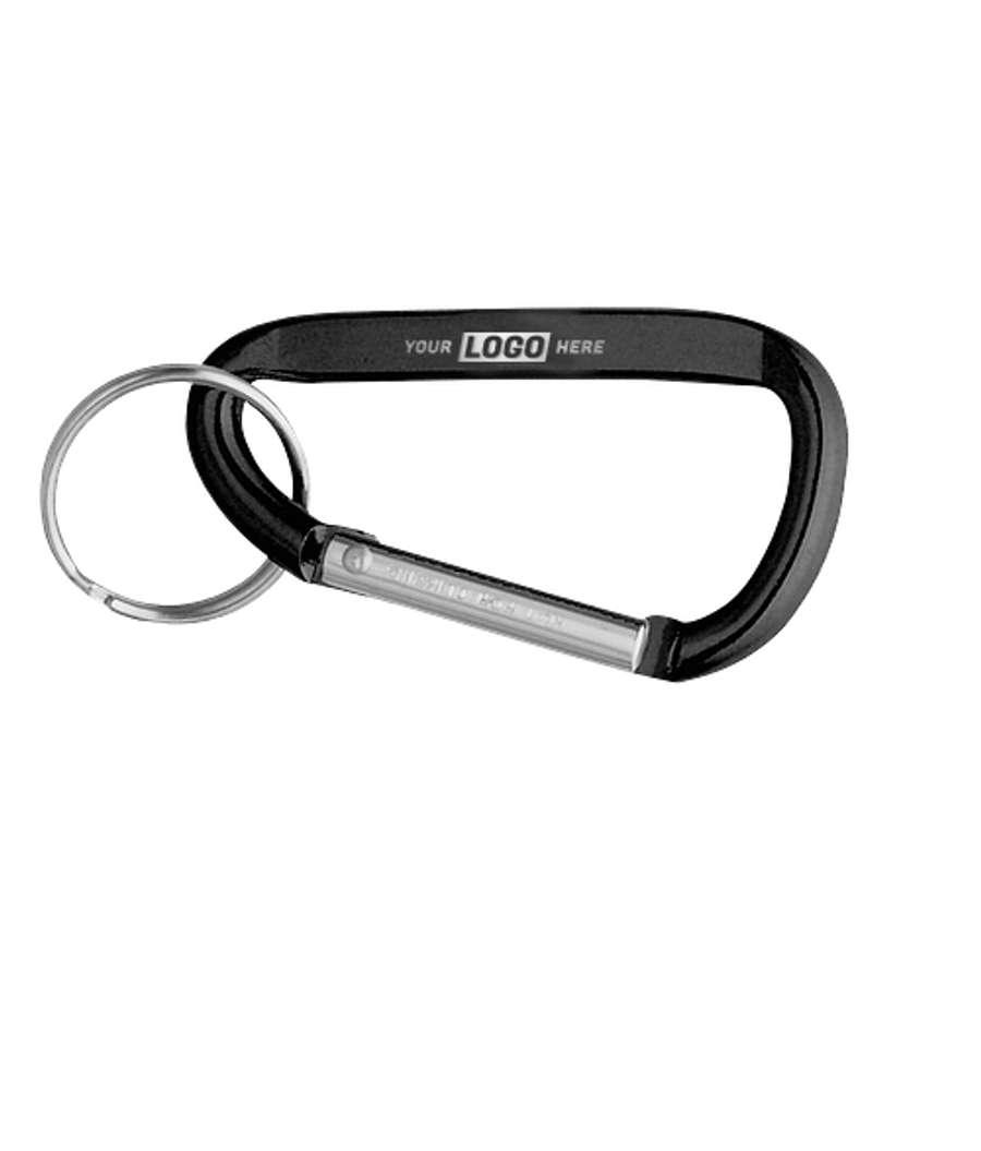Laser Engraved Small Carabiner Keychain in Black