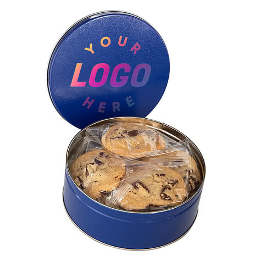 Full Color Gourmet Chocolate Chip 12 Cookie Tin in White