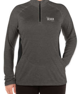 Adidas Women's 100% Recycled Quarter Zip Performance Shirt - Color: Black Heather / Carbon
