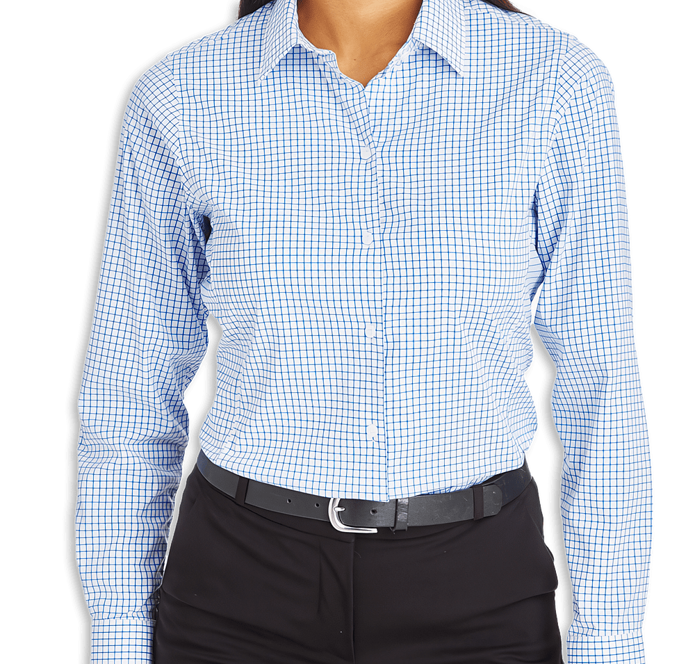 Devon & Jones Women's CrownLux Windowpane Performance Dress Shirt - Printed-default