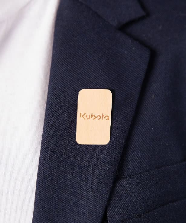 Laser Engraved Rectangle Wood Lapel Pin