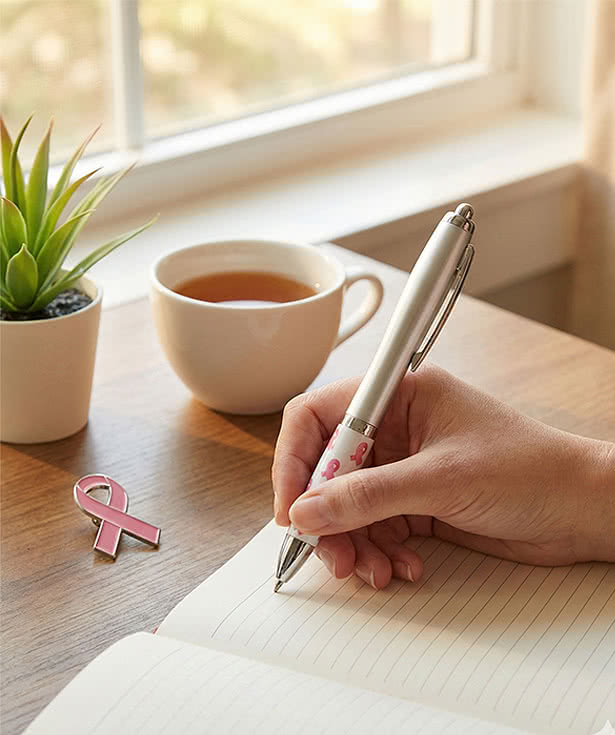 Breast Cancer Awareness Pink Ribbon Ballpoint Pen (black ink)