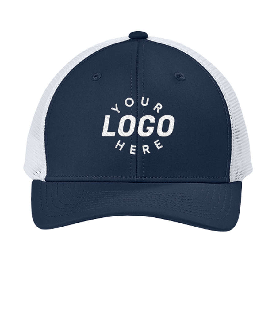 Sport-Tek Club Performance Mesh Trucker Hat in True Navy / White