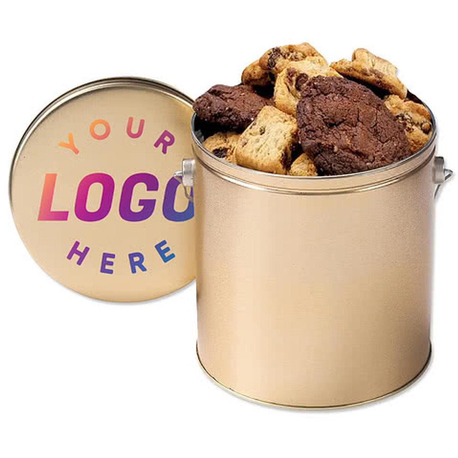 Full Color Assorted Gourmet 24 Cookie Tin in White