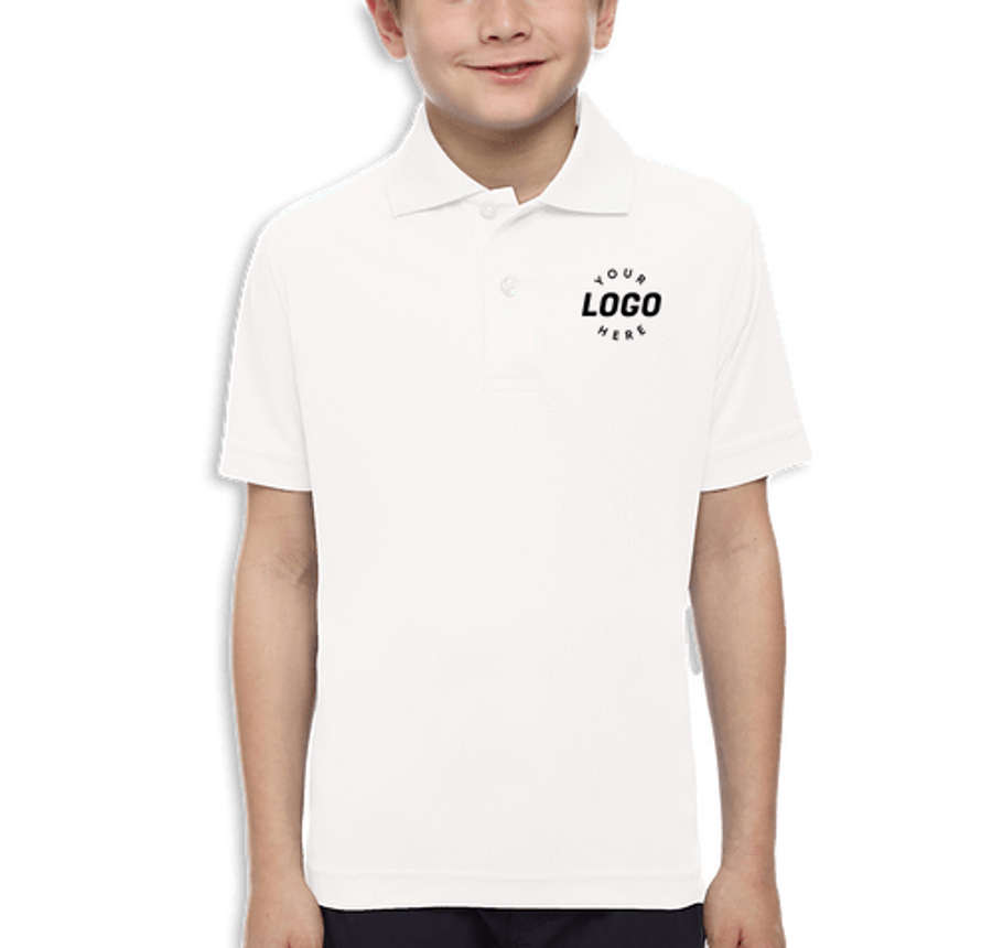 Blue Generation Youth BLU-X-DRI Titan Value Performance Polo - Printed in White