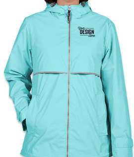 Charles River Women's New Englander Hooded Rain Jacket - Color: Wave / Reflective