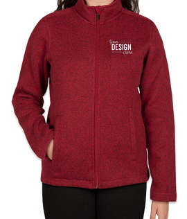 Devon & Jones Women's Full Zip Sweater Fleece Jacket - Color: Red Heather