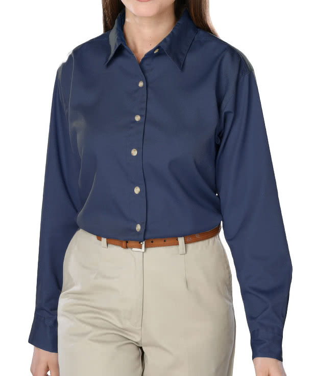 Blue Generation Women's Scotchgard Long Sleeve Dress Shirt - Embroidered