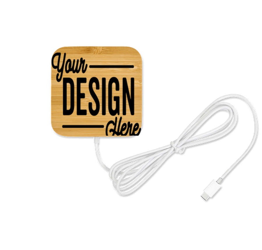 Laser Engraved Bamboo Magnet-Hold 15W Wireless Charger in Natural