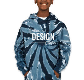 Port & Company Youth Tie-Dye Pullover Hoodie - Color: Navy