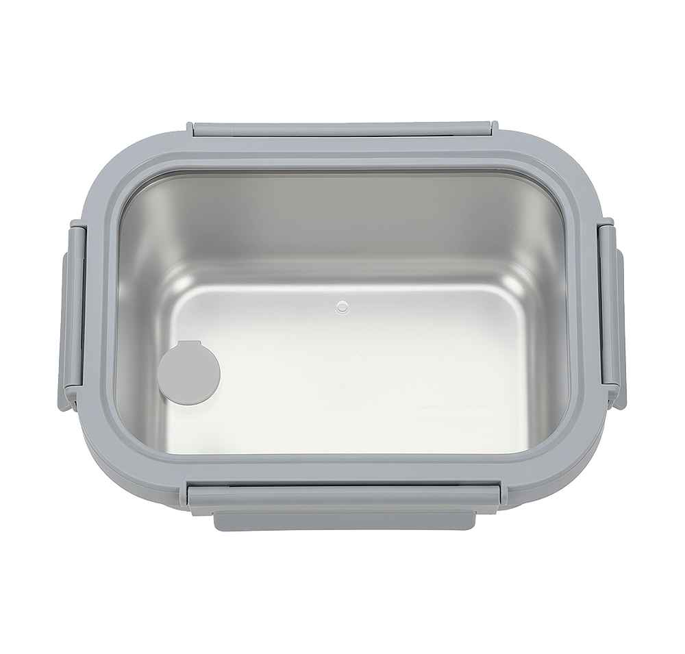 Heat 'N Eat Microwaveable Stainless Steel Lunch Box with Vented Glass Lid-default
