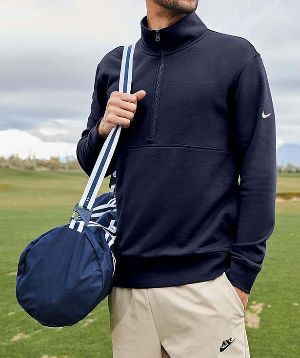 Nike Club Swoosh Sleeve Quarter Zip Sweatshirt