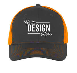 Port Authority Snapback Trucker Hat - Color: Grey Steel / Neon Orange