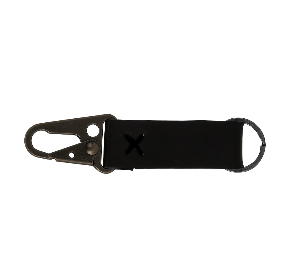 Debossed Busker Leather Keychain with Antique Nickel Carabiner-default