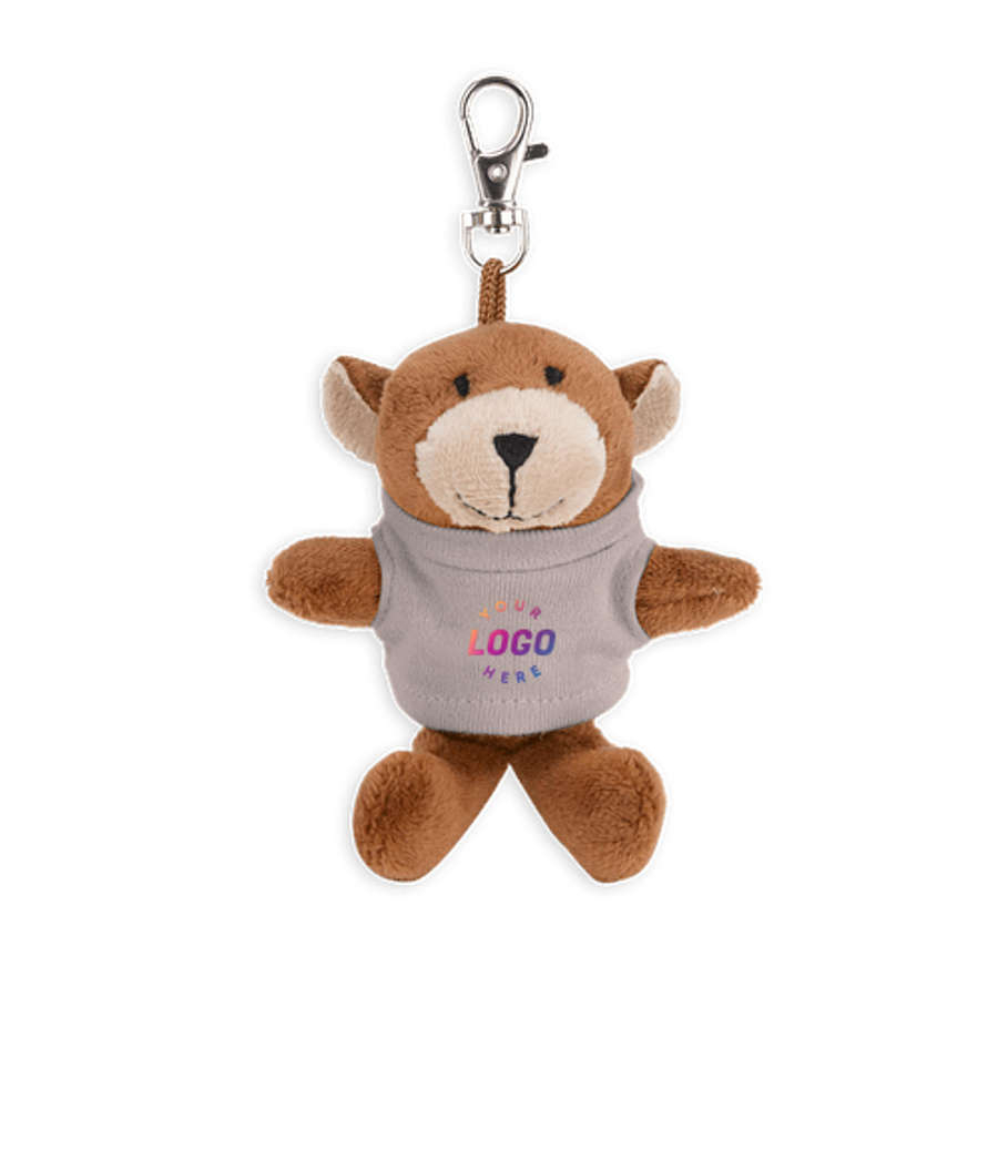 Full Color Wild Bunch 4" Bear Plush Animal Keychain in Gray
