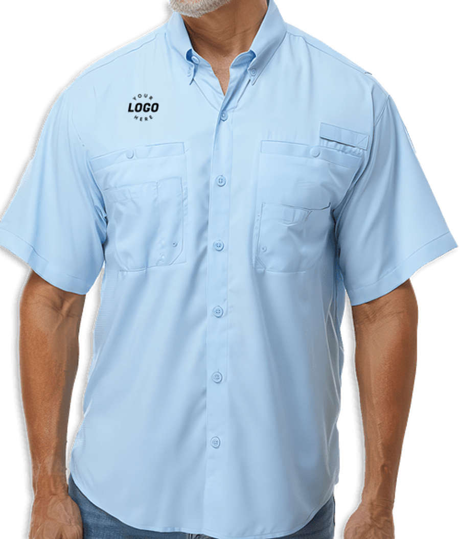 Paragon Hatteras UPF 40+ Performance Short Sleeve Fishing Shirt - Printed in Blue Mist