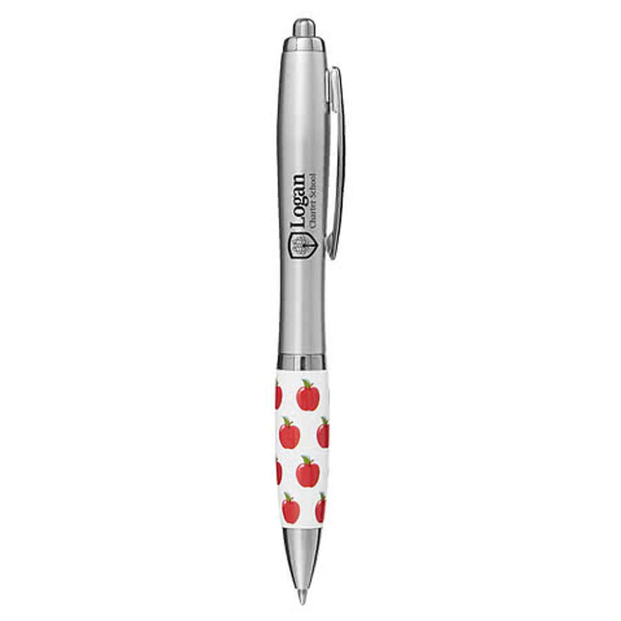 Education Teacher Appreciation Apple Ballpoint Pen (black ink) in SILVER