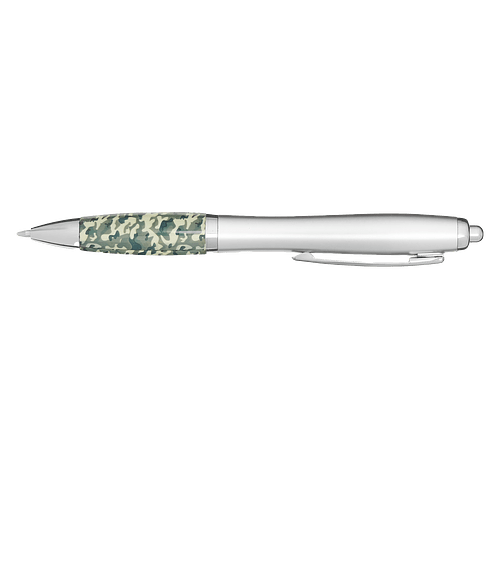 Hunting & Military Camouflage Recycled Ballpoint Pen (black ink) in Silver