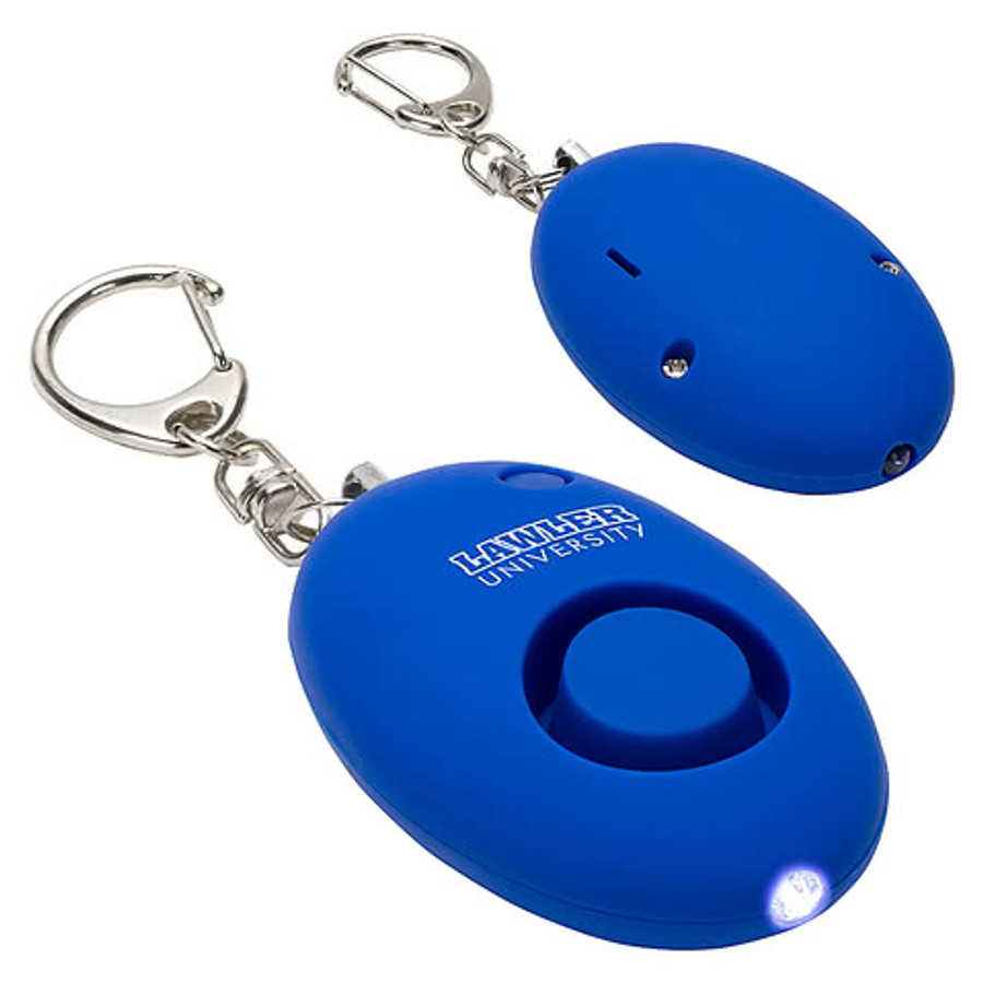 Soft-Touch LED Light & Alarm Keychain in Blue