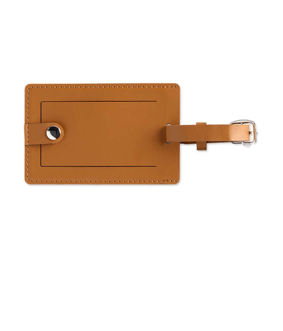 Debossed Pineapple Leather Luggage Tag in Brown