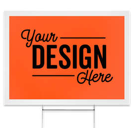 Full Color 24" x 18" Yard Sign with Metal Post - Color: Orange