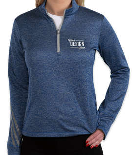 Adidas Women's Brushed Terry Heather Quarter Zip Pullover - Color: Collegiate Royal Heather / Mid Grey