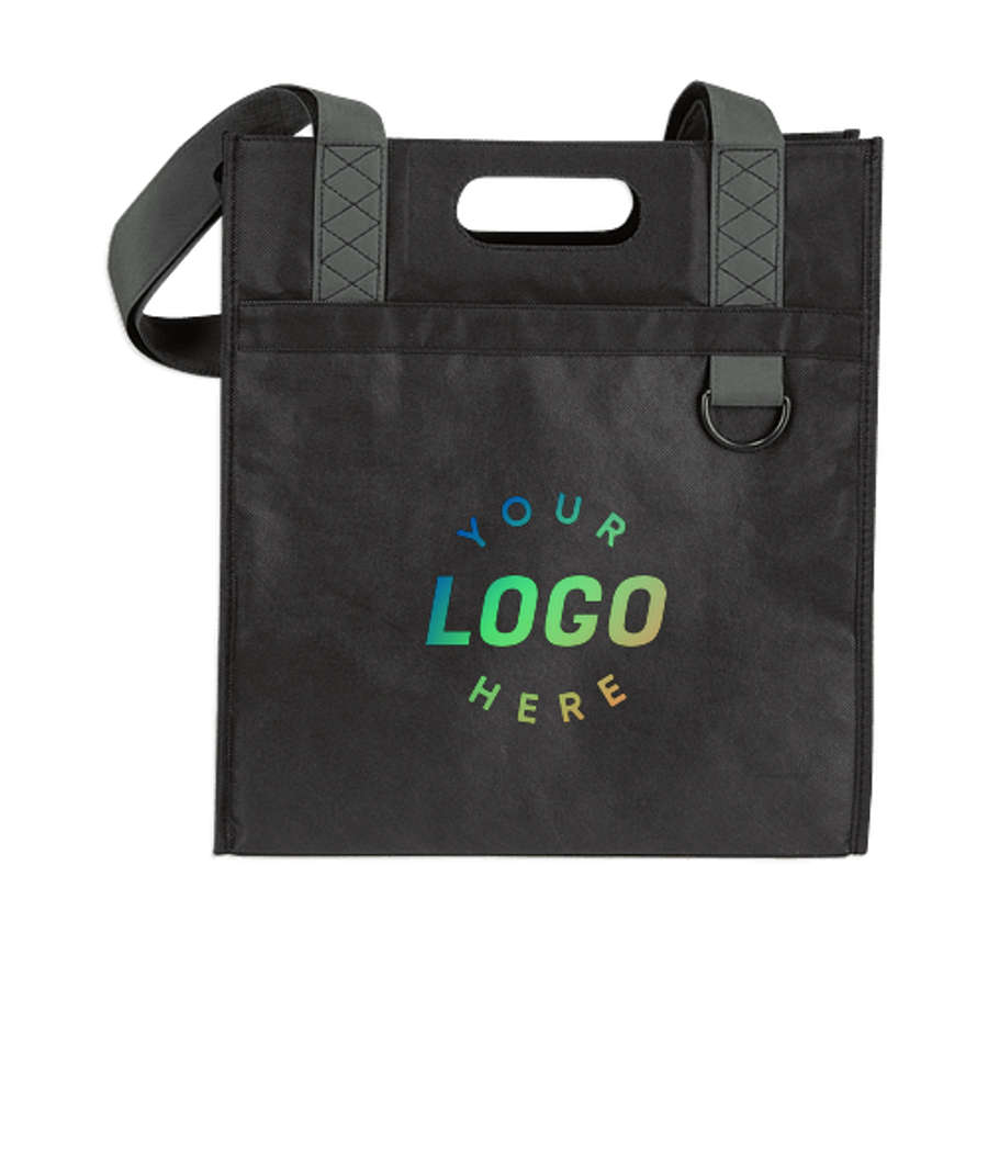Large Dual-Carry Non-Woven Tote Bag in Black