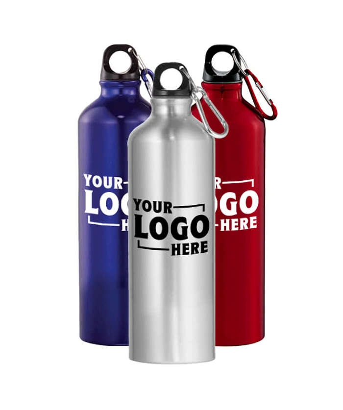 Your Custom Printed 20oz Aluminum Water Bottle Dishwasher Safe, Printed on  BOTH Sides, Comes W/ Pull Top, Twist Cap & Mini Carabiner 