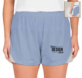 Team 365 Women's Colorblock Performance Shorts - Color: Sport Light Blue / Sport Silver