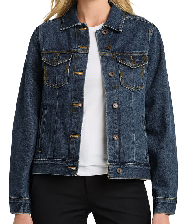 Port Authority Women's Garment Washed Indigo Denim Jacket