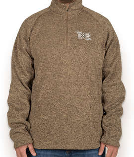 Devon & Jones Quarter Zip Sweater Fleece Pullover - Color: Khaki Heather