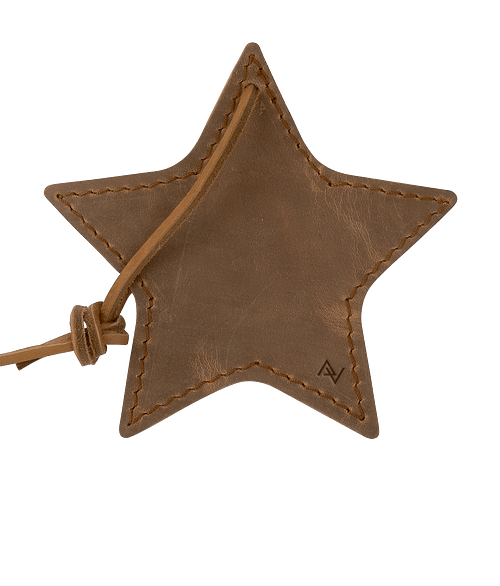 Stella Leather Star Ornament in Distressed Brown