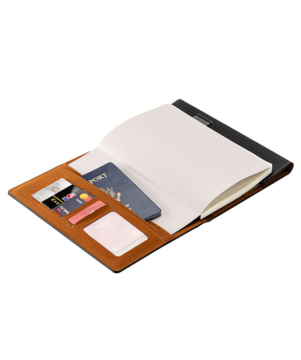 Debossed Folio Refillable Hard Cover Notebook with Pockets and Magnetic Closure