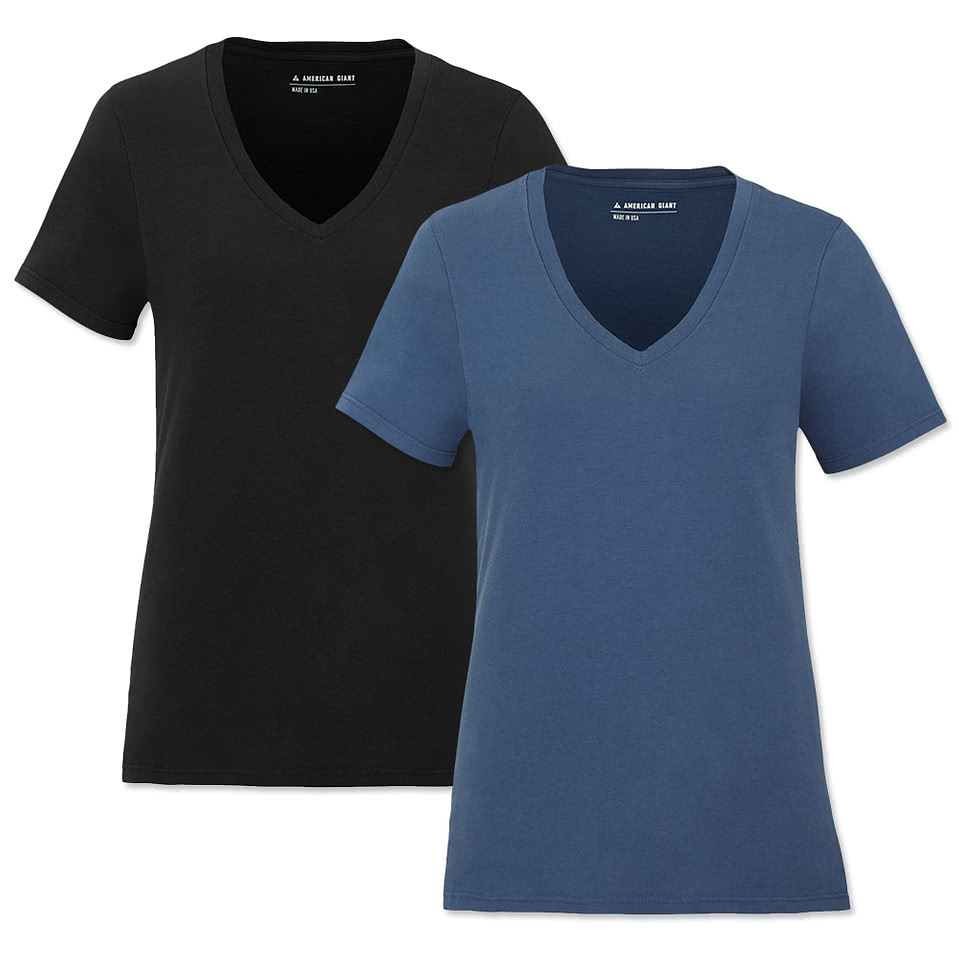 American Giant Women's USA-Made Classic 100% Cotton V-Neck T-shirt