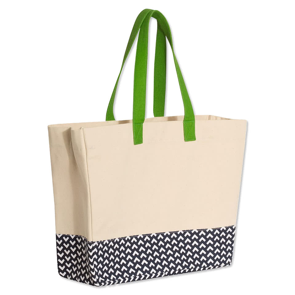 Large Gusseted Patterned Bottom Tote