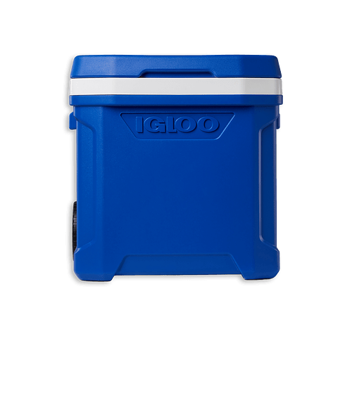 Full Color Igloo Profile II 60 Qt 94 Can Roller Cooler in White Majestic Blue