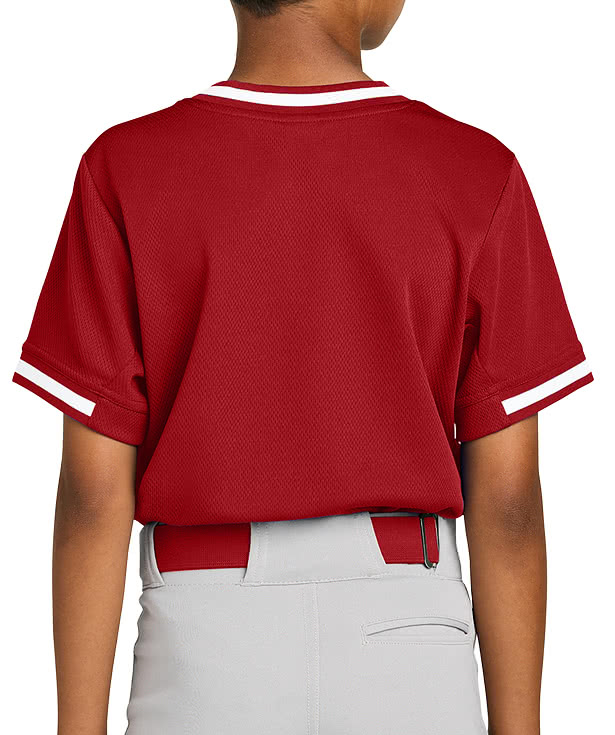 Sport-Tek Youth Tough Mesh V-Neck Baseball Jersey