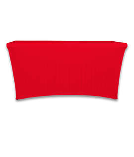 Full Color 6' Ultrafit Curve Open-Back Stretch Tablecloth - Color: Red