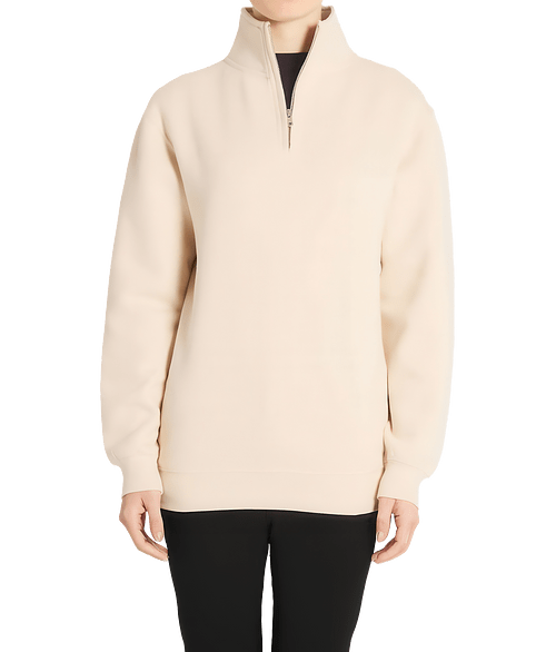 Lane Seven Mock Neck Quarter Zip Pullover in Sandshell