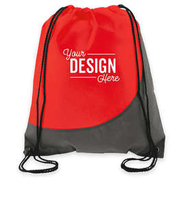 Promotional Non-Woven Colorblock Drawstring Bag - Color: Red