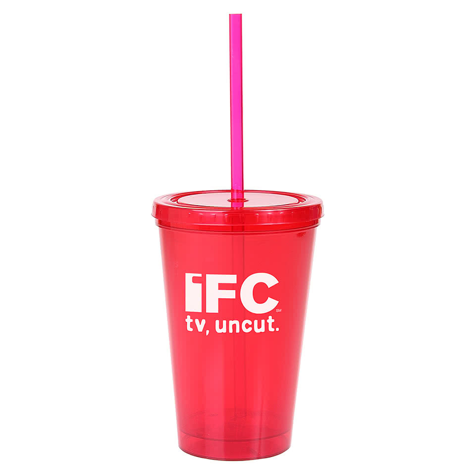 16 oz. Plastic Double-Wall Tumbler with Straw