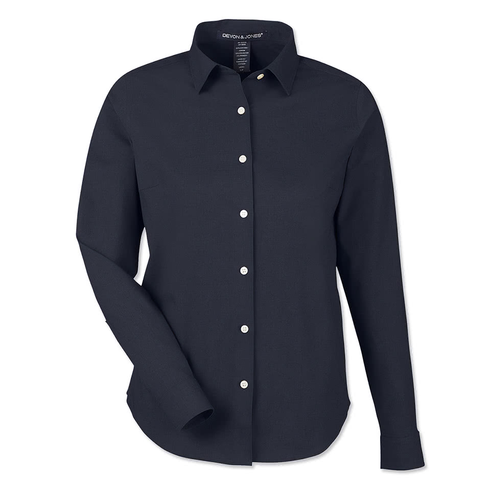 Devon & Jones Women's CrownLux Spencer Poplin Dress Shirt - Embroidery