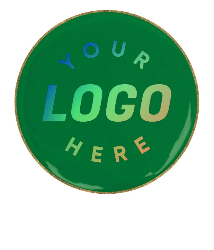 1" Round Lapel Pin in Kelly Green / Brass