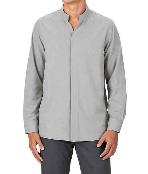 Edwards FlexBatiste Recycled Stand-Up Collar Dress Shirt in PLATINUM